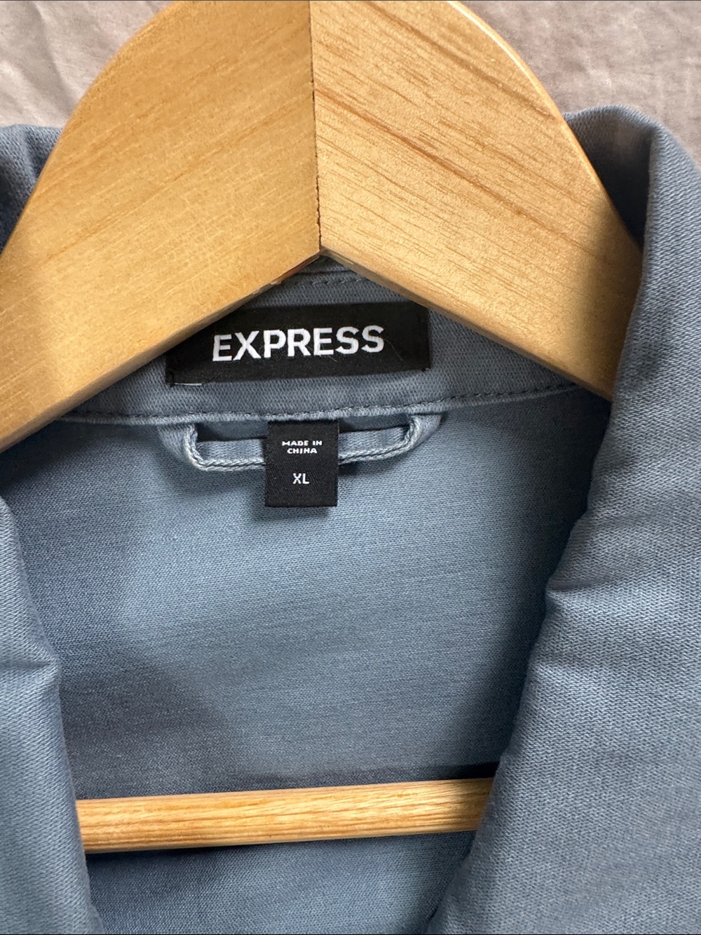 Express Dusty Blue Button-Front Jacket - Picture 2 of 4